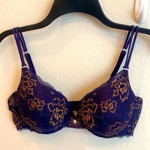 Daisy Fuentes Purple and Gold Lace Bra